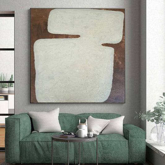 Hand Painted Art Beige and Brown Textured Abstract Art HS647