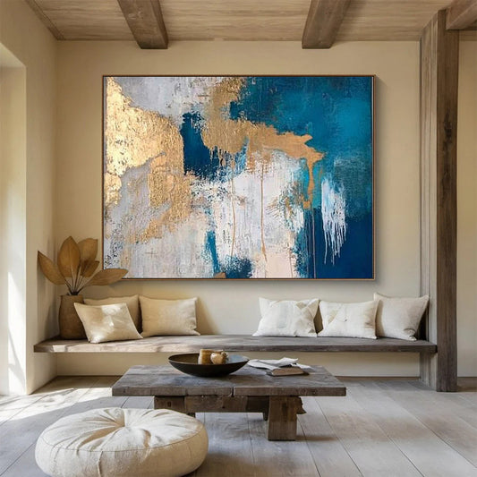 Horizontal Brown and Beige Geometric Abstract Art WB238