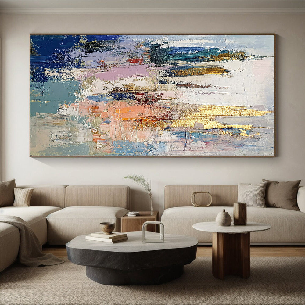 Gaint Canvas Art Multicolor Abstract Cityscape Painting For Sale HS146