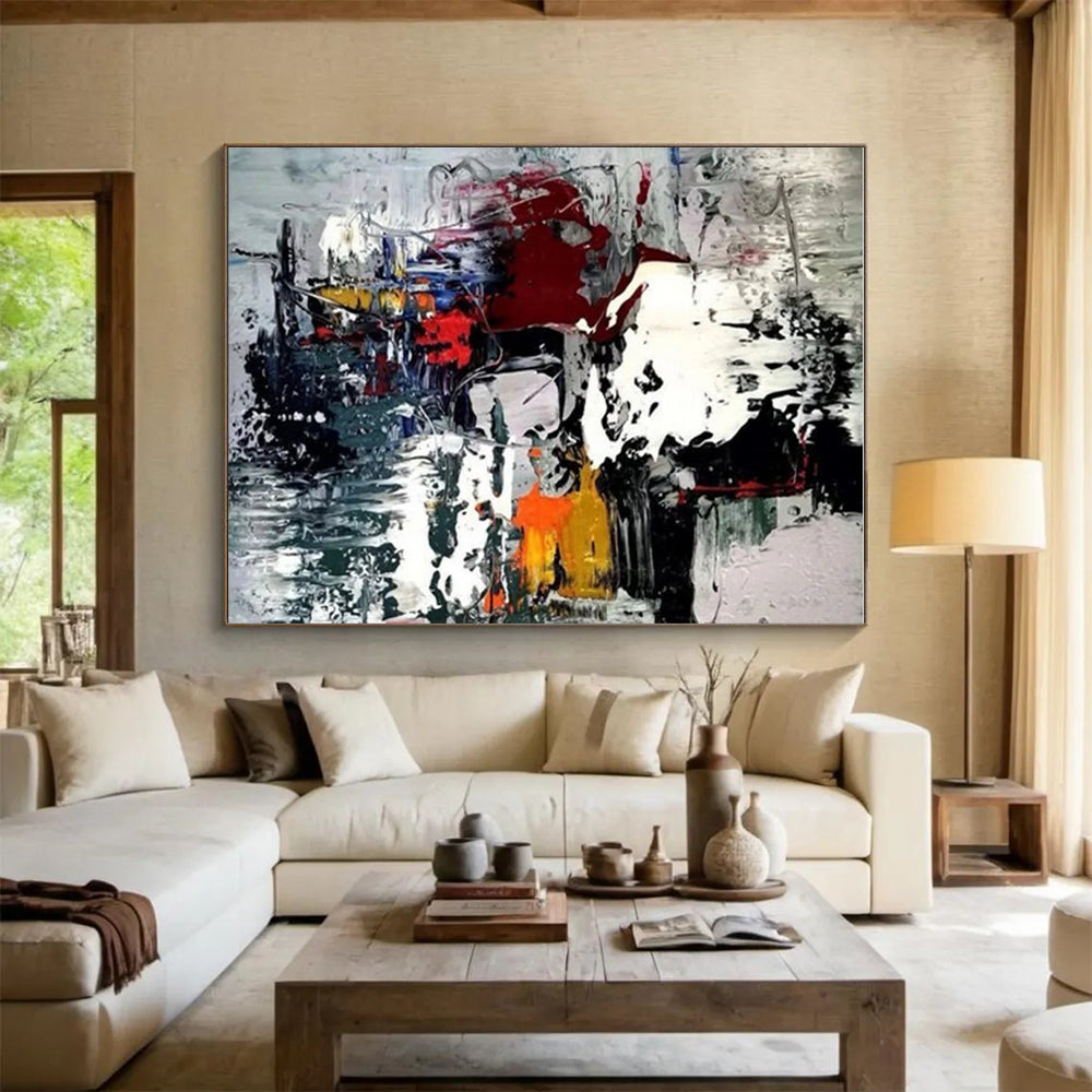 Hand-Painted Multicolor Gestural Abstract, Acrylic Modern Art Painting HS271