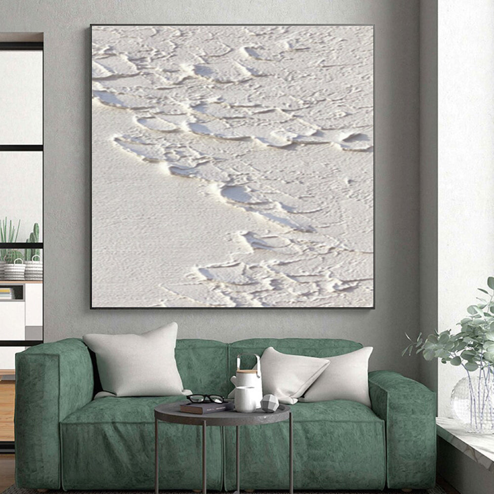 Minimalist Canvas Art White Textured Abstract Art HS744