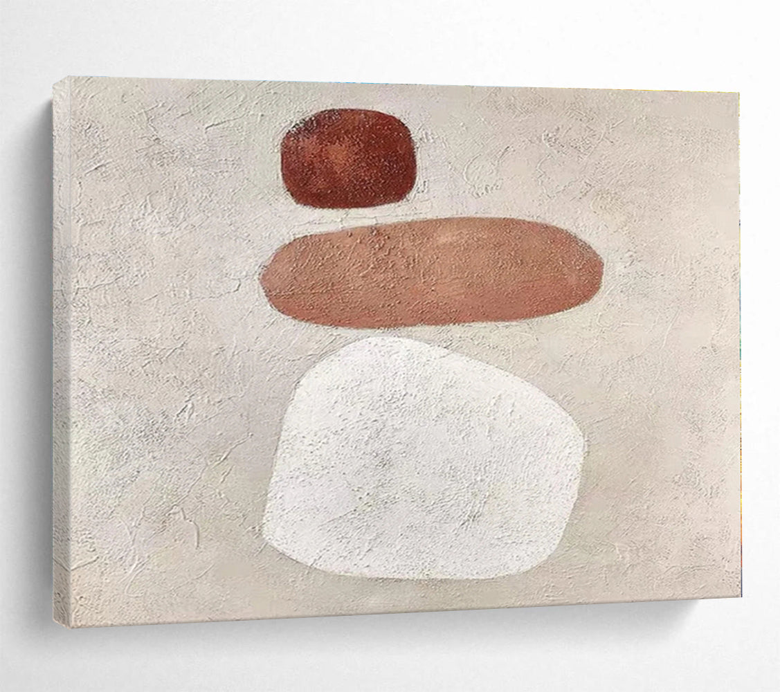 Big Size Brown, Beige and White Abstract Minimalist Painting WB119