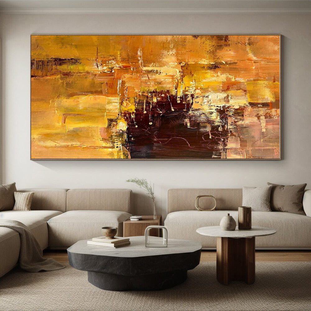 Unique Abstract Art Orange & Brown Textured Abstract, Large Contemporary Wall Art HS350