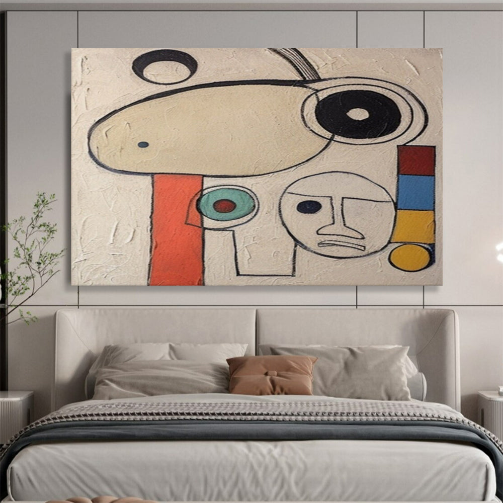 Big Size Beige, Black, and Multicolor Abstract Figurative Art, Abstract Painting WB171
