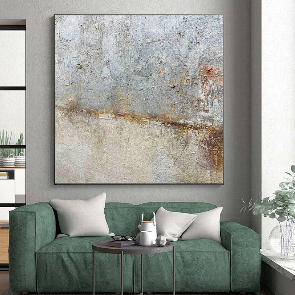 Hand-Painted Gray and Brown Abstract Textured Painting For Sale HS080
