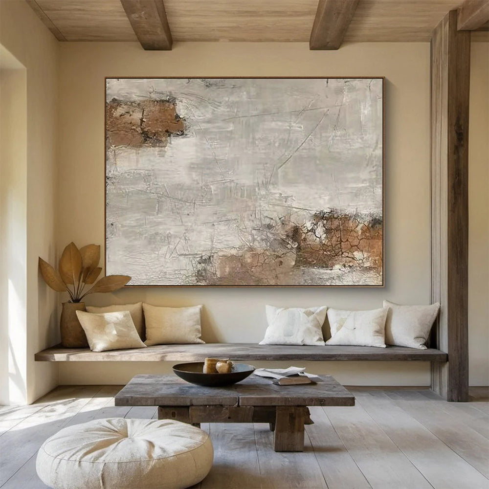 Beige, Brown, Gray Abstract Landscape-Inspired Art For Sale WB375