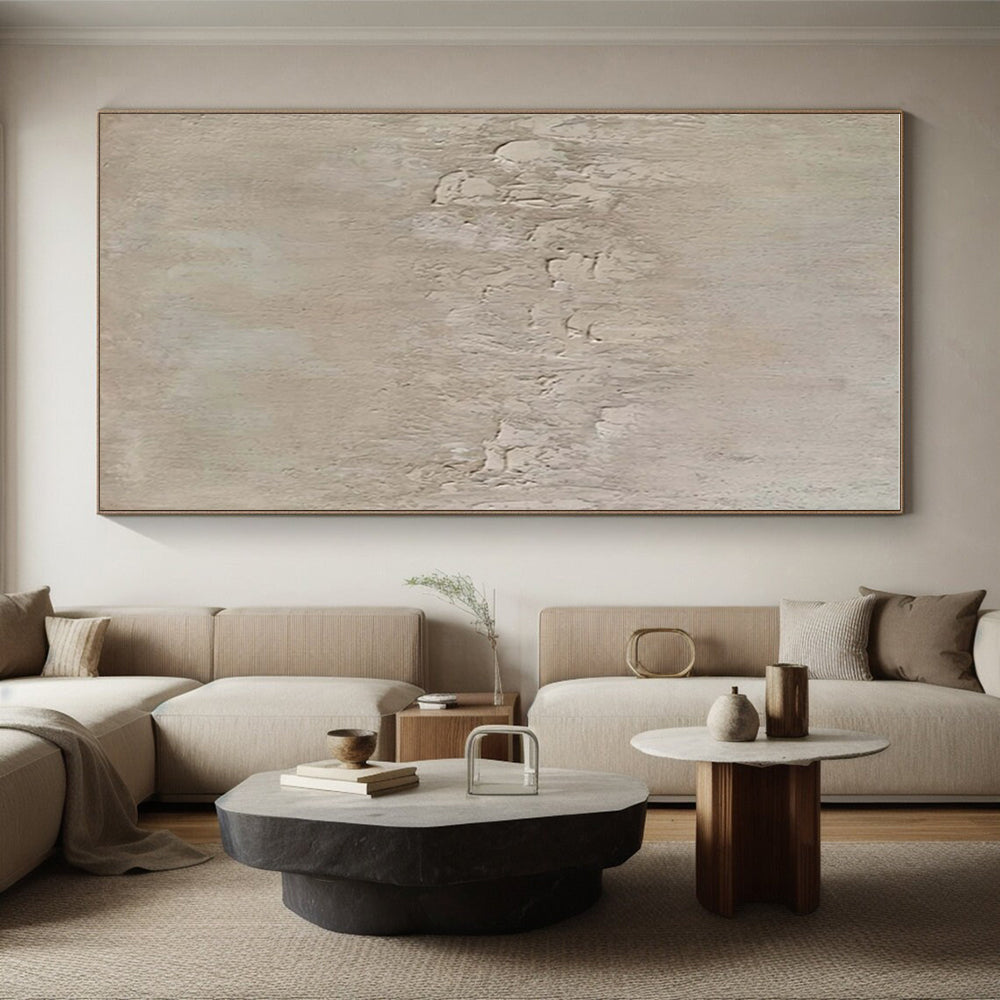 Minimalist Canvas Art Beige Textured Abstract Painting On Canvas HS784