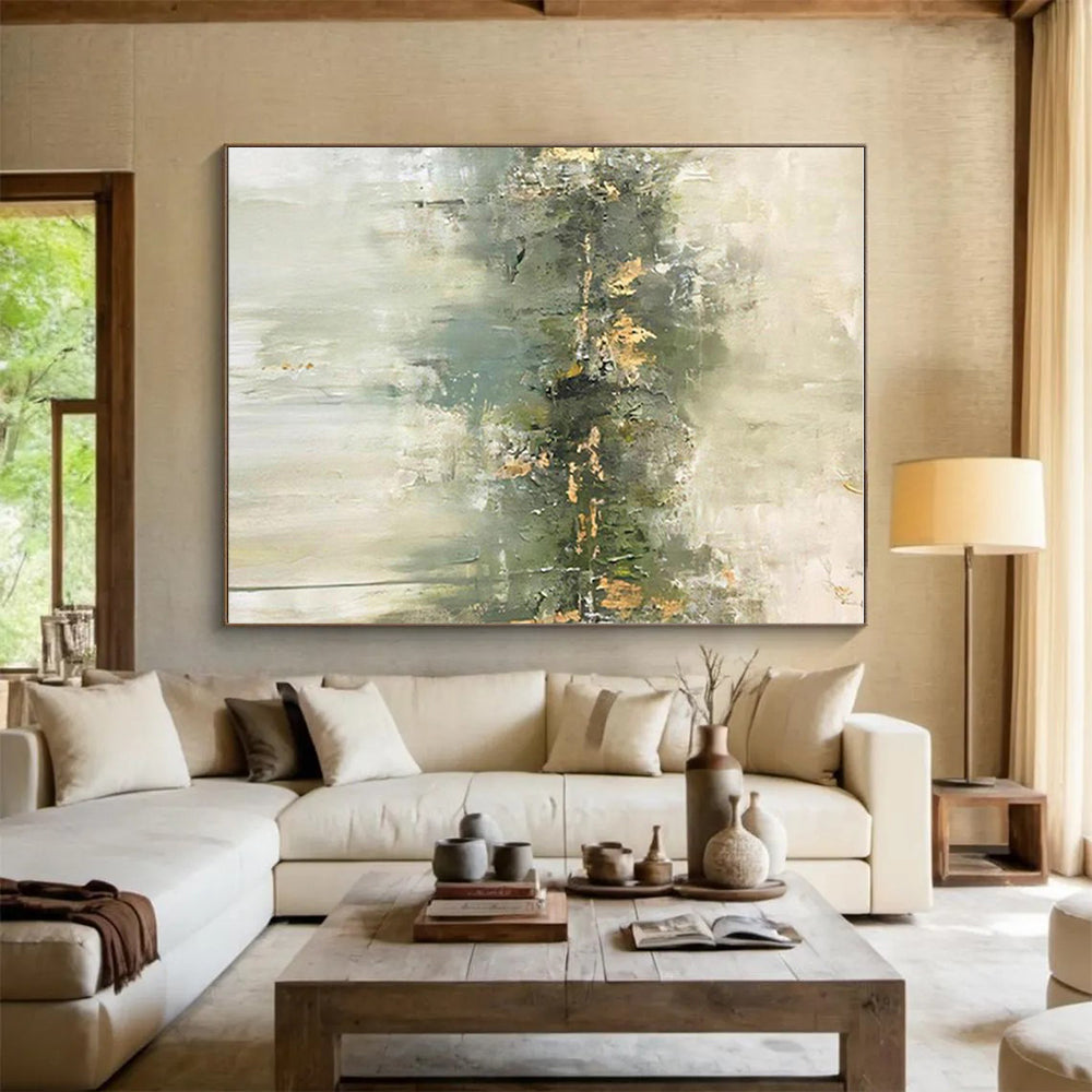 Unique Abstract Art Gray & Gold Textured Abstract, Large Contemporary Wall Art HS443