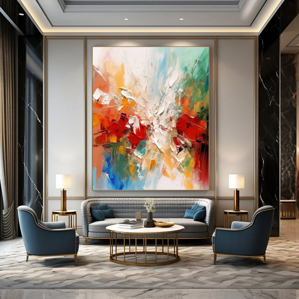 Multicolor Abstract Textured Art For Living Room and Art Studio WS445