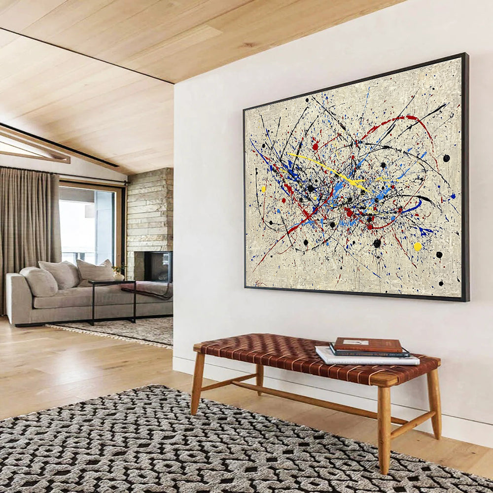 Oversized Canvas Art in Multicolor Splatter Abstract Style WB251