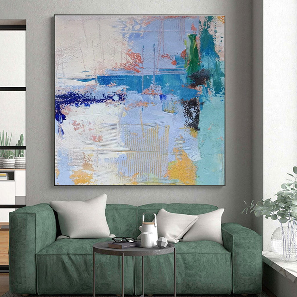 Gaint Canvas Art Multicolor Gestural Abstract, Oversized Abstract Wall Art HS358