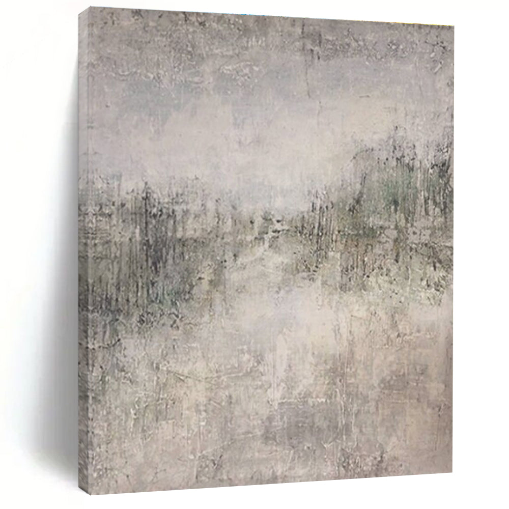 Gray and Beige Textured Abstract Landscape Painting For Sale Online WS489