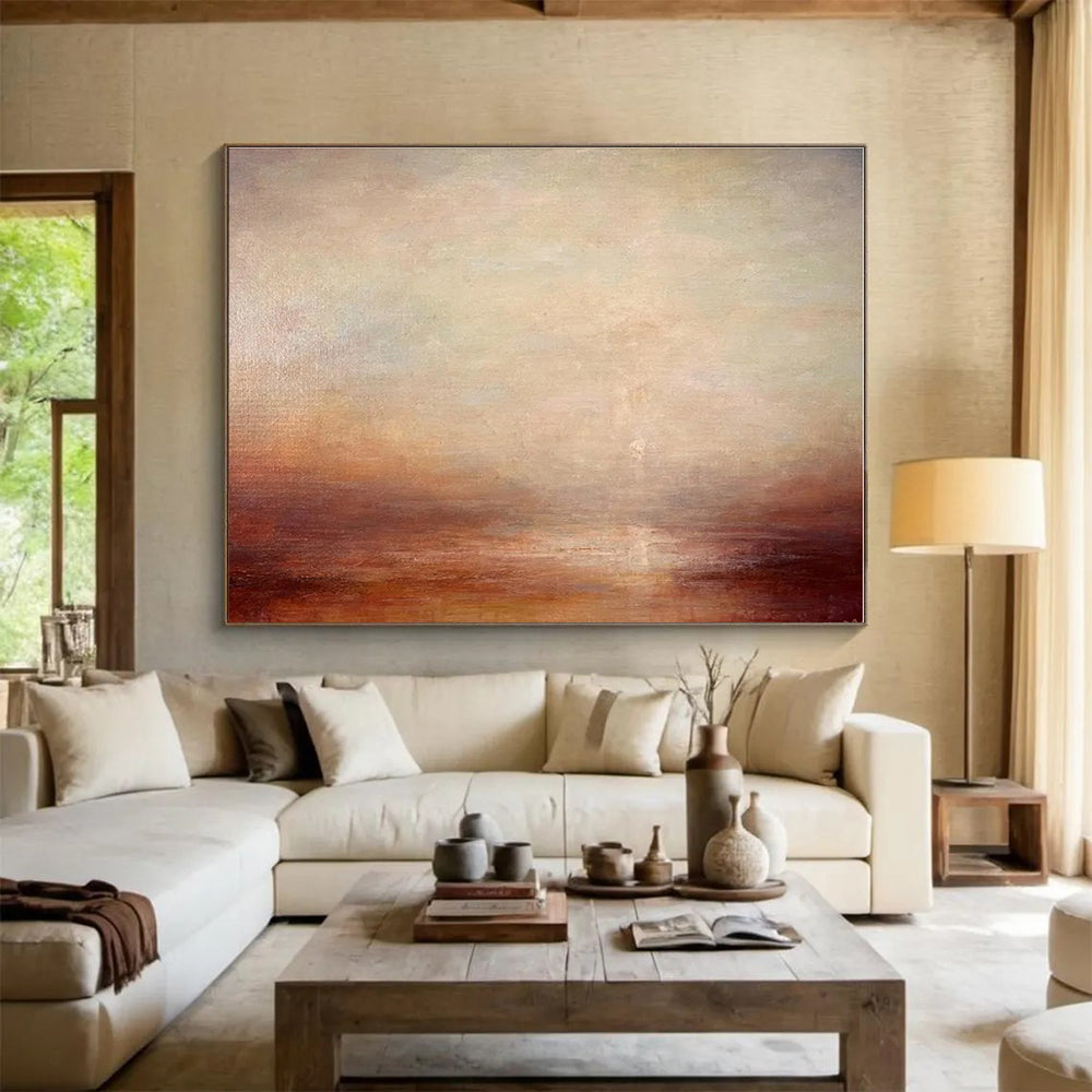 Huge Size Multicolor Abstract Sunset Landscape Painting WB137