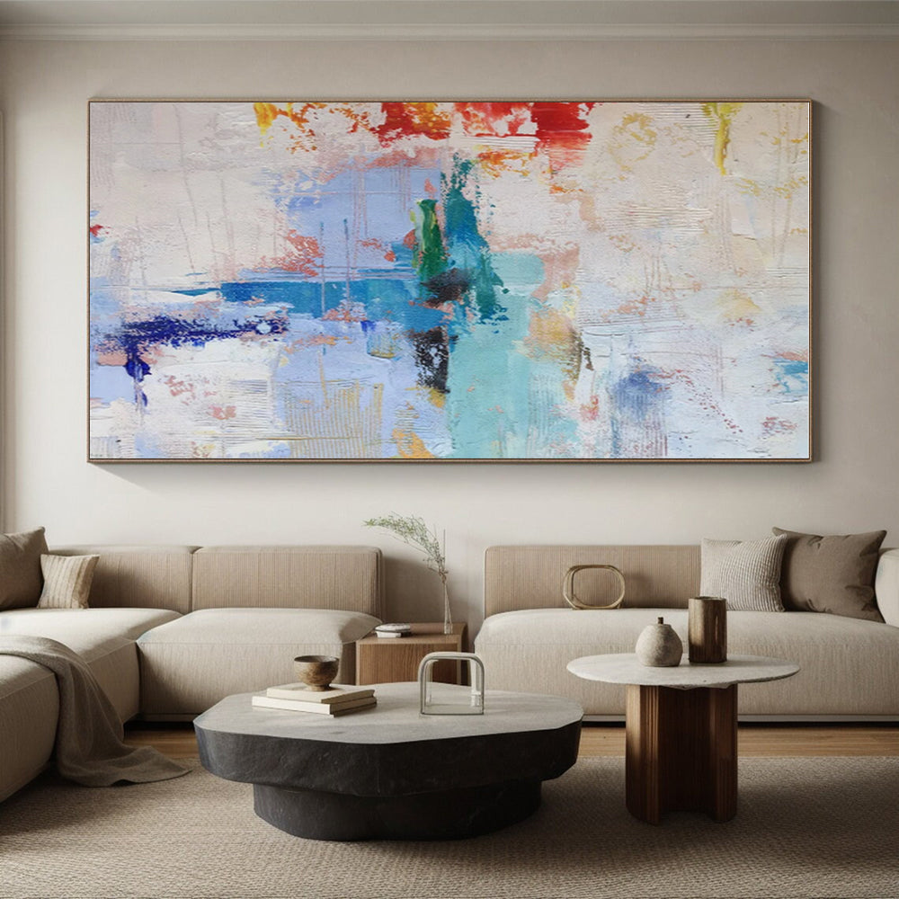 Handmade Art Multicolor Gestural Abstract, Minimalist Canvas Art HS360