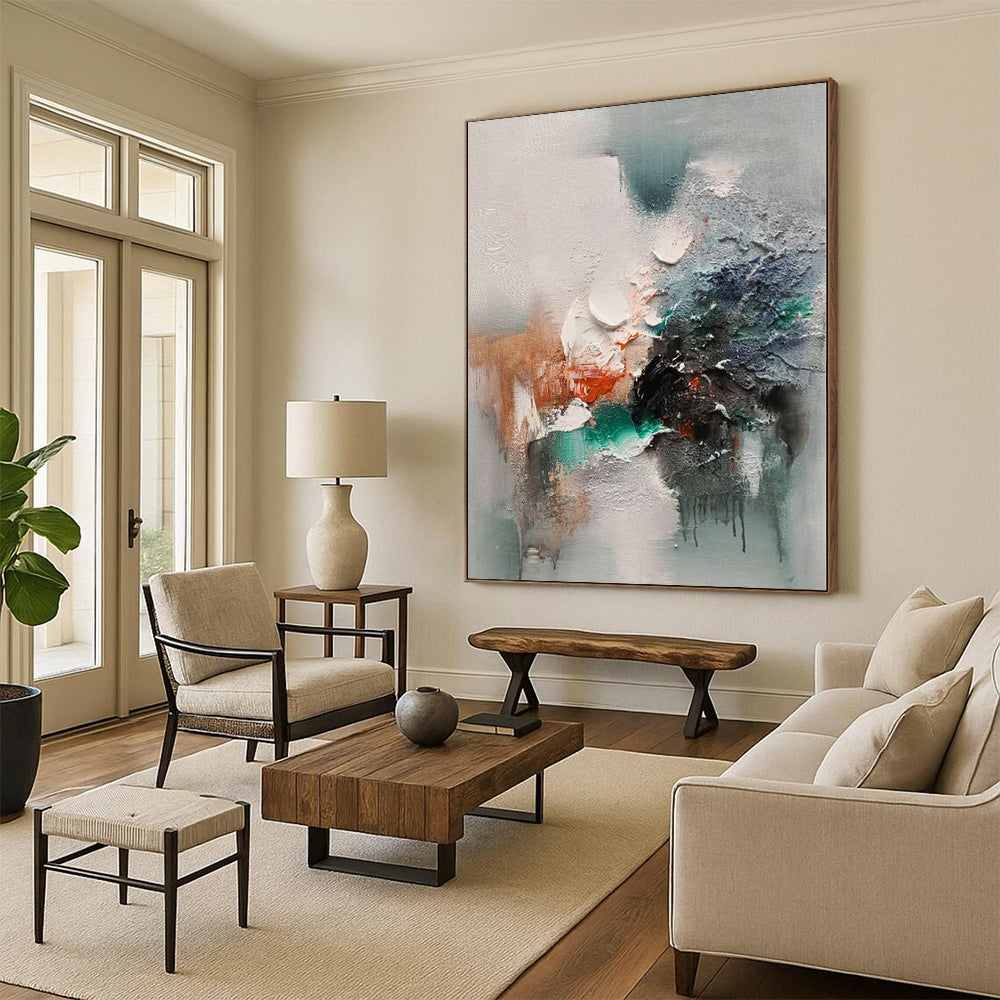 Handmade Art Multicolor Textured Abstract Painting For Sale HS097