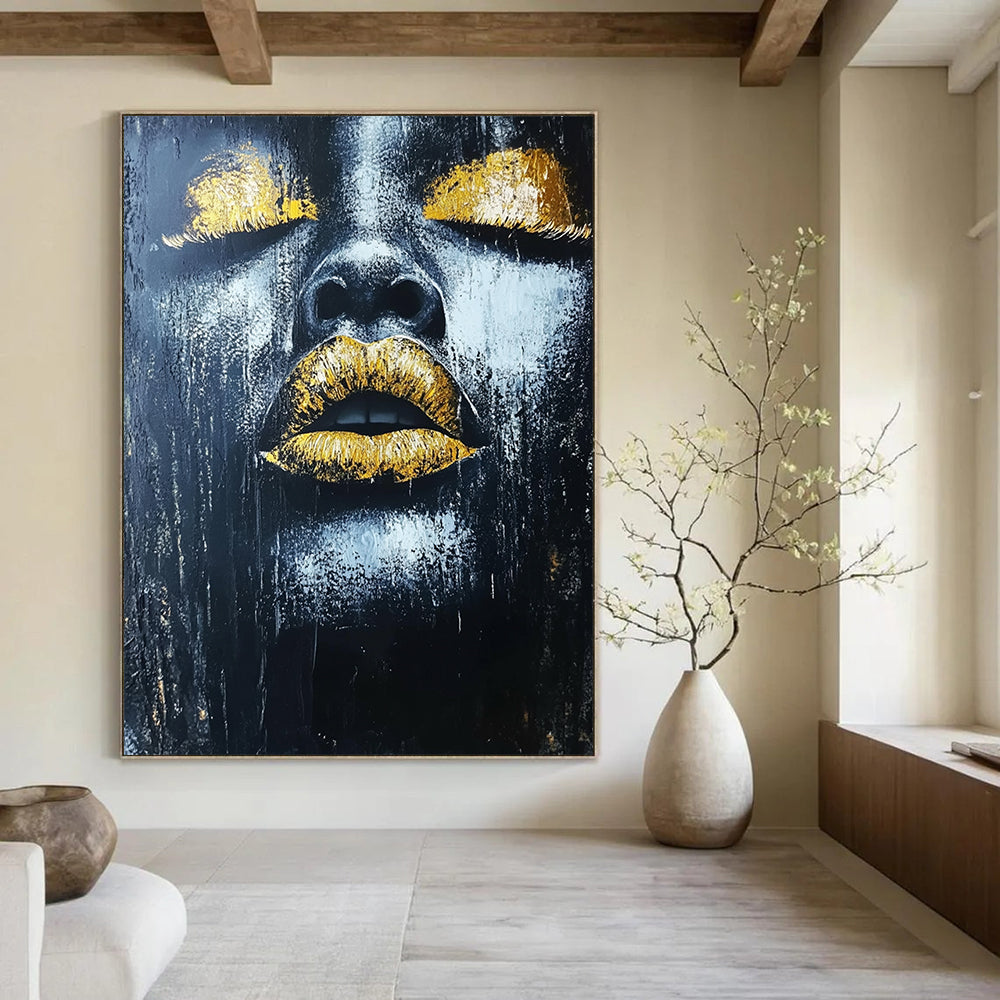 Black, Gold Abstract Figurative Art For Bedroom and Art Studio WS441