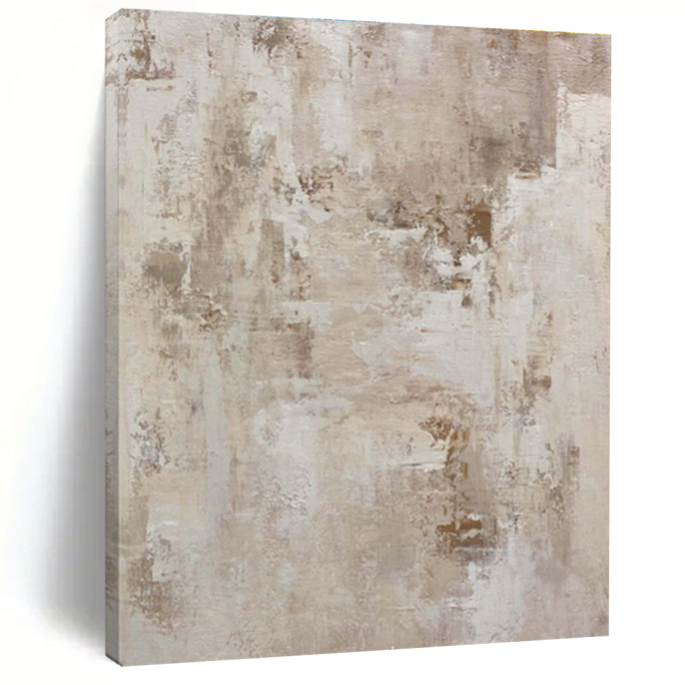 Handmade Art Beige & Gray Textured Abstract, Minimalist Canvas Art HS329