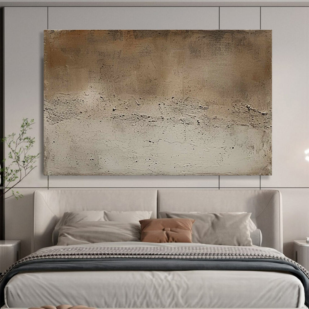 Horizontal Brown and Beige Textured Abstract Art WB227
