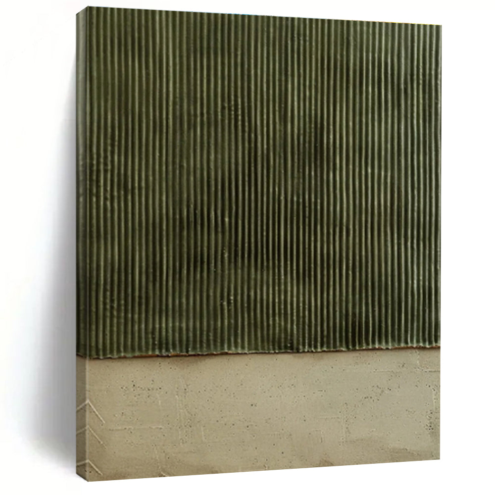 Handmade Art Green & Beige Textured Abstract, Minimalist Canvas Art HS354