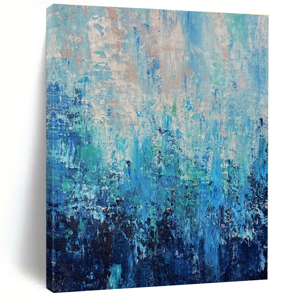 Unique Abstract Art Blue Textured Abstract, Acrylic Modern Art Painting HS289