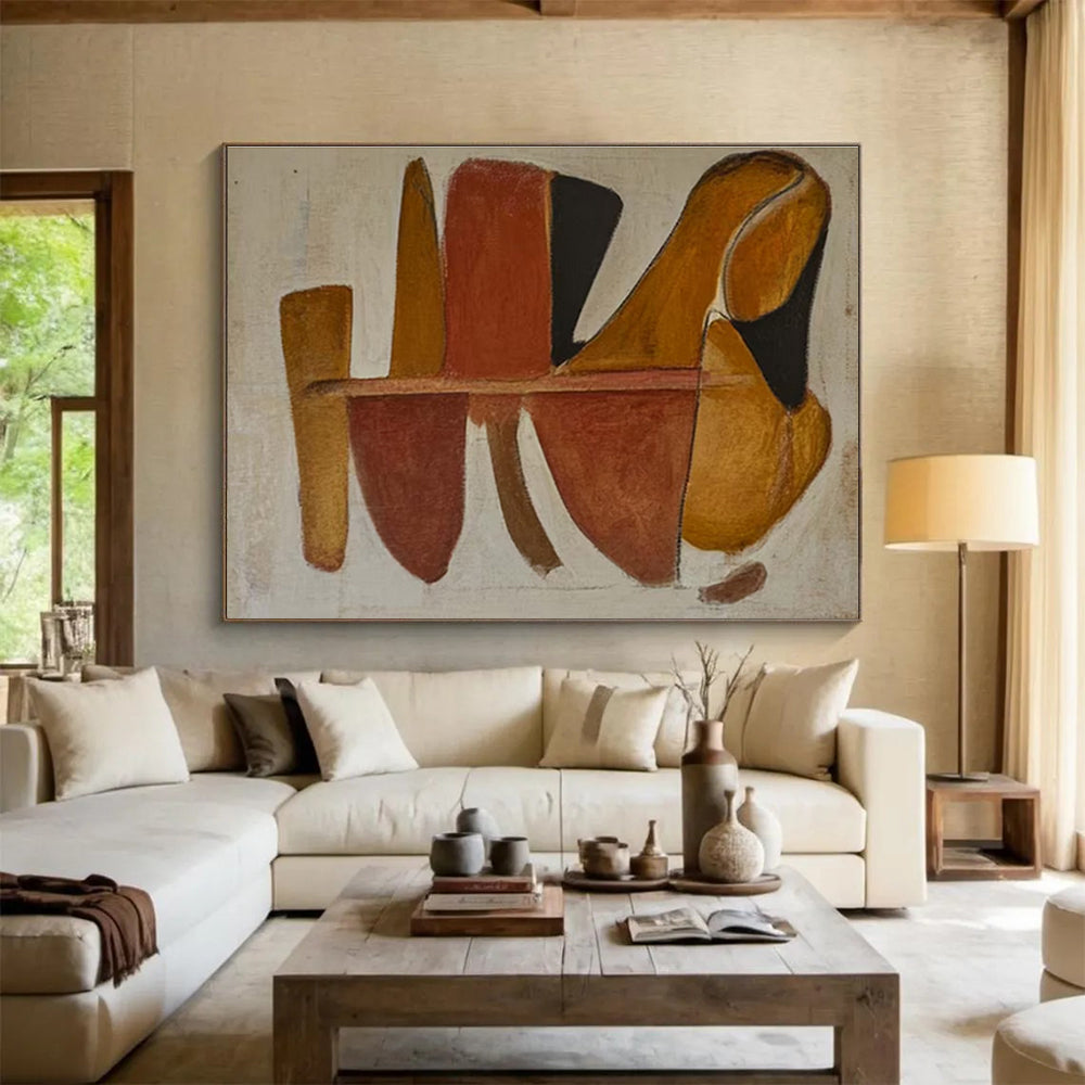 Contemporary Abstract Art Earthy Tones Geometric Shapes Abstract Painting WB331