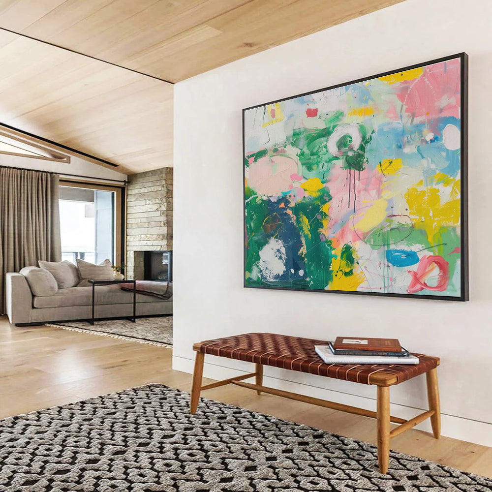 Oversized Canvas Art Multicolor Abstract Expressionist Painting WB109