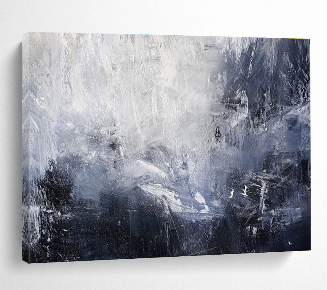 Blue, Gray, White Abstract Textured Art For Sale WB388