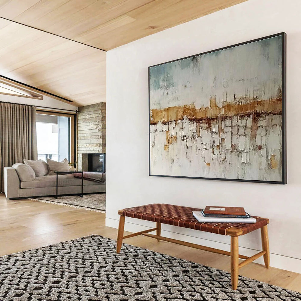 Big Size Brown and White Textured Cityscape Abstract Painting WB241