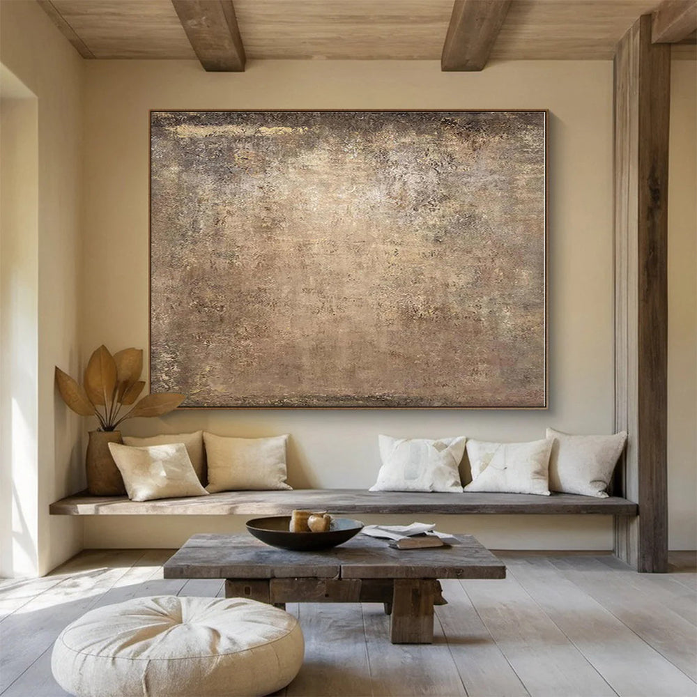 Oversized Canvas Art Brown and Beige Abstract Textured Painting WB120