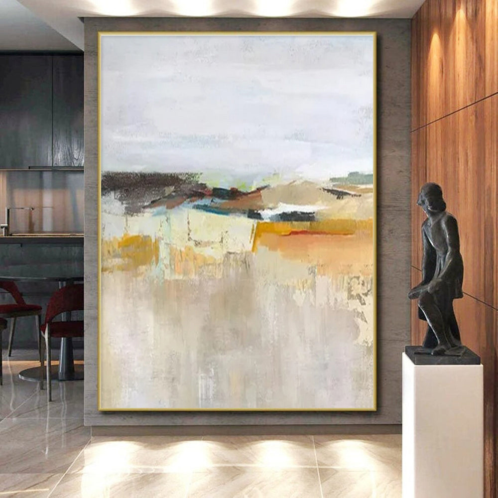Hand Painted Art Neutral Tones with Warm Accents Abstract Landscape HS619