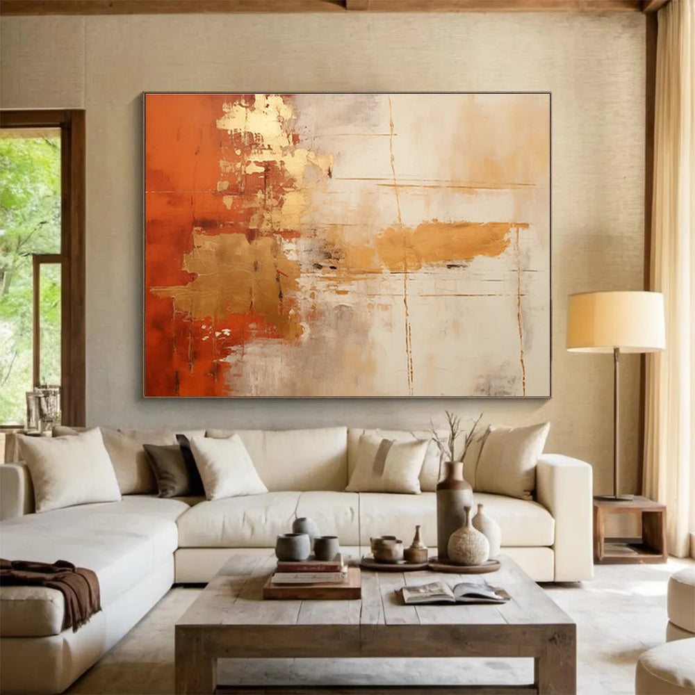 Big Size Multicolor Abstract Golden Painting WB209