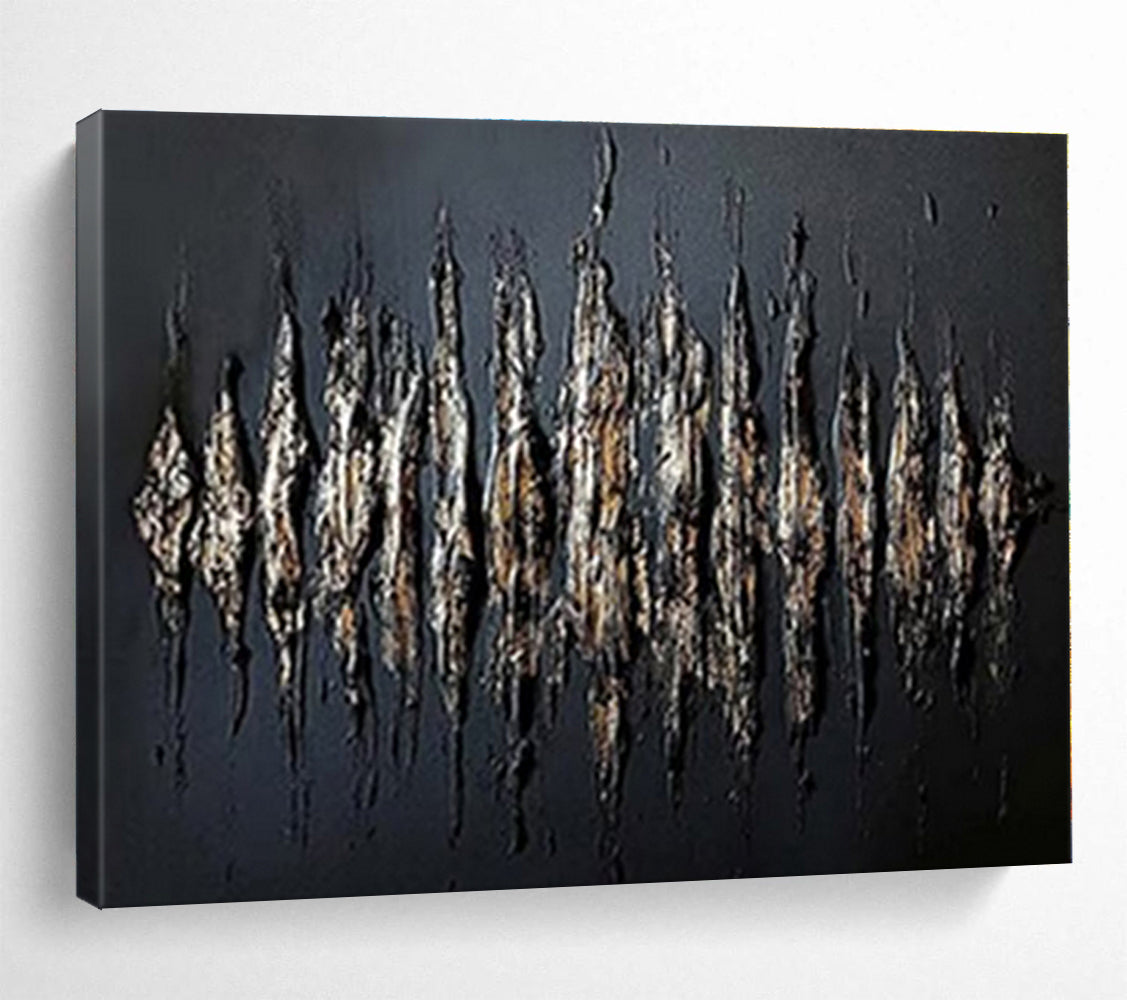 Black, Gold Textured Abstract Acrylic Painting WB032