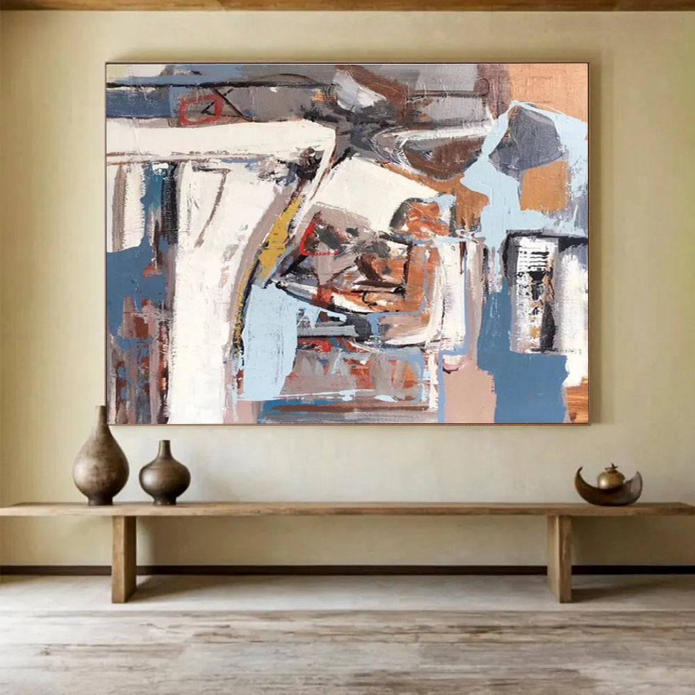 Big Size Multicolor Abstract Urban Textured Composition, Abstract Acrylic Painting WB183
