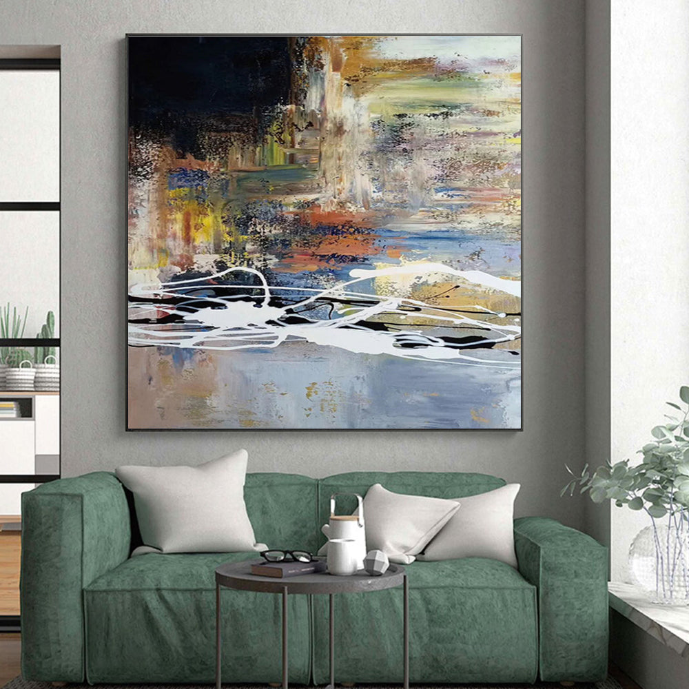 Gaint Canvas Art Multicolor Gestural Abstract, Oversized Abstract Wall Art HS414