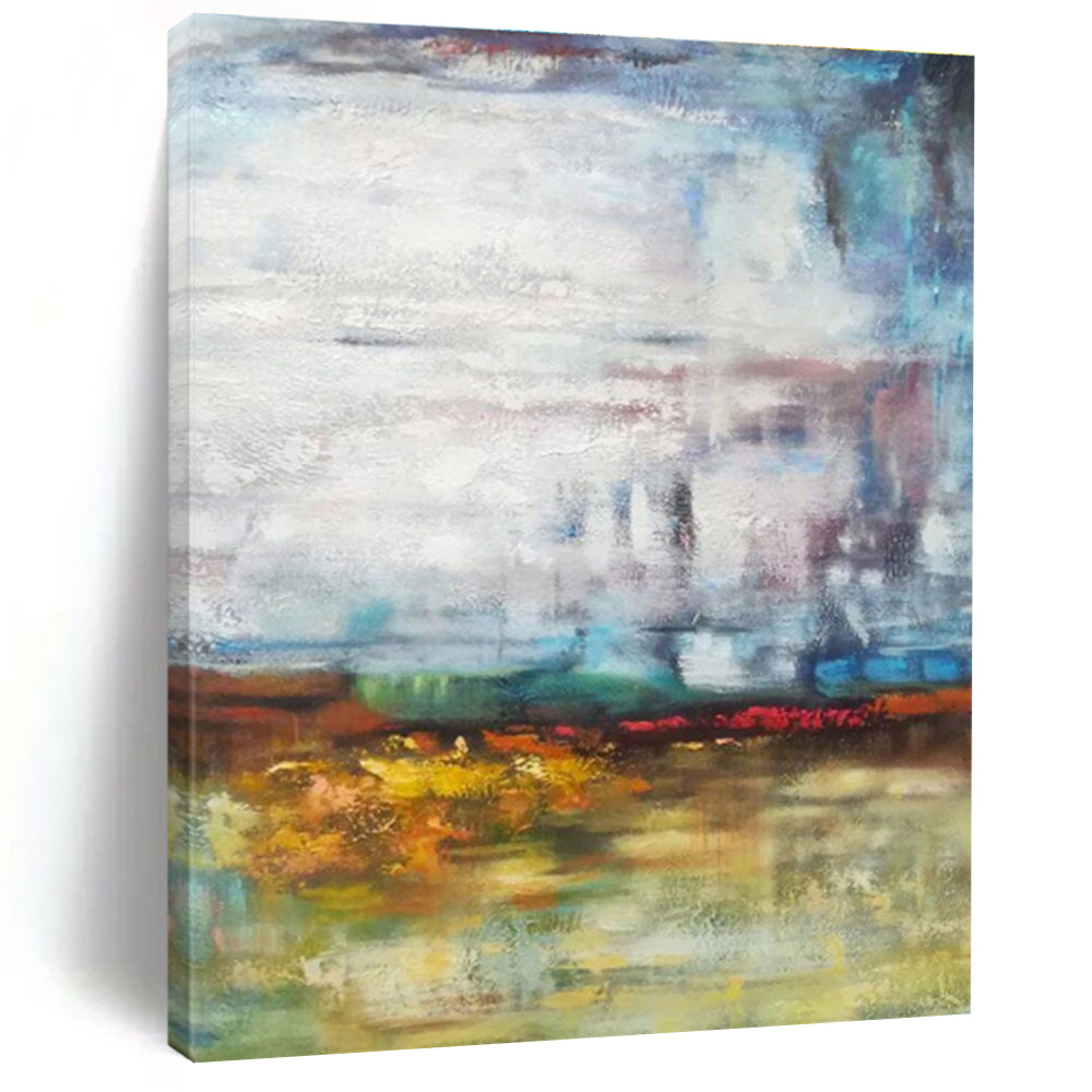 Blue, Green, Yellow Abstract Landscape Art For Living Room and Sunroom WS465