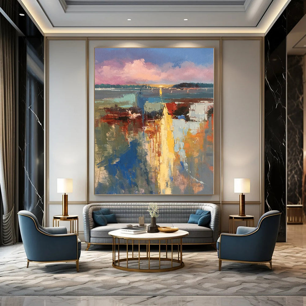 Multicolor Abstract Landscape Art For Living Room and Sunroom WS427