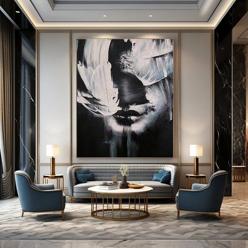 Black, White Abstract Figurative Art For Bedroom and Art Studio WS452