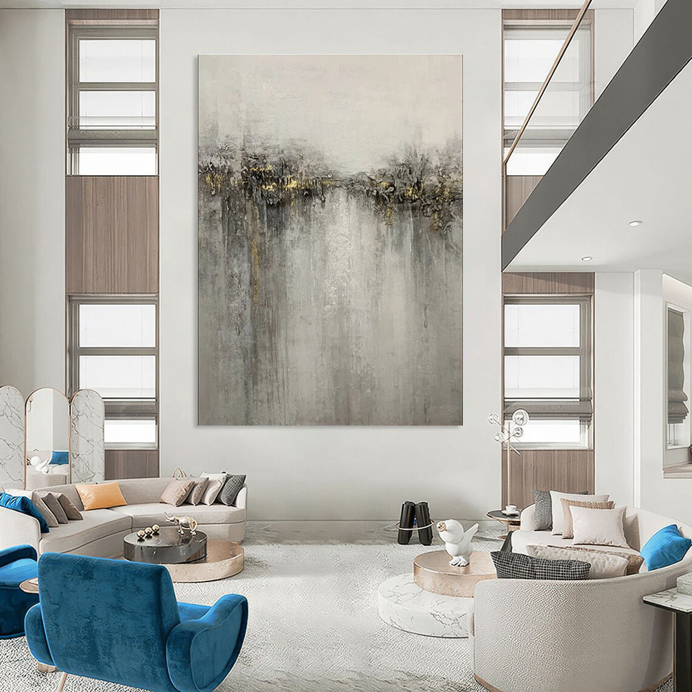 Black, Gray, and White Textured Abstract Painting For Sale WS511