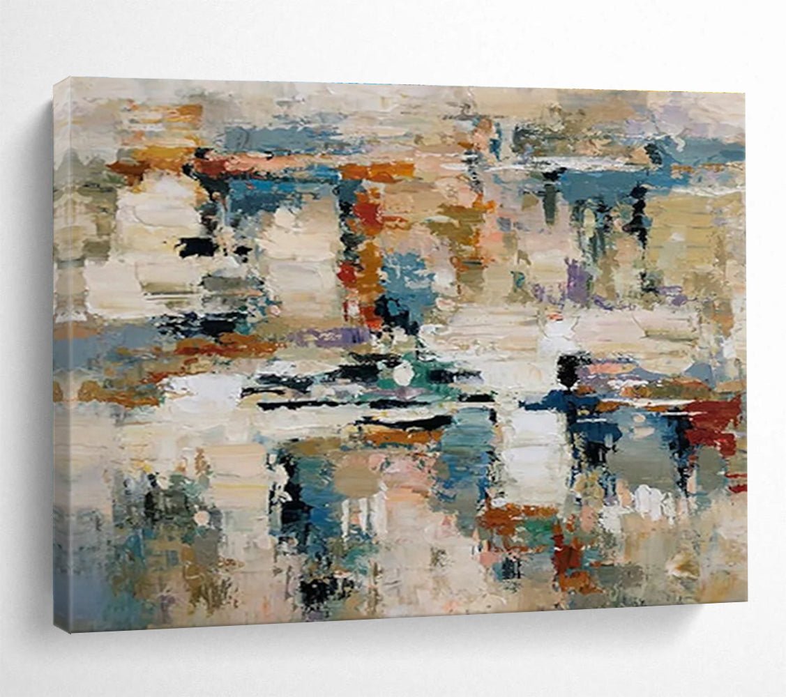 Oversized Canvas Art Multicolor Abstract Textured Composition, Abstract Acrylic Painting WB172