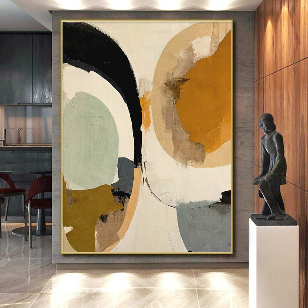 Cool Abstract Paintings Circular Shapes in Warm and Neutral Tones HS579