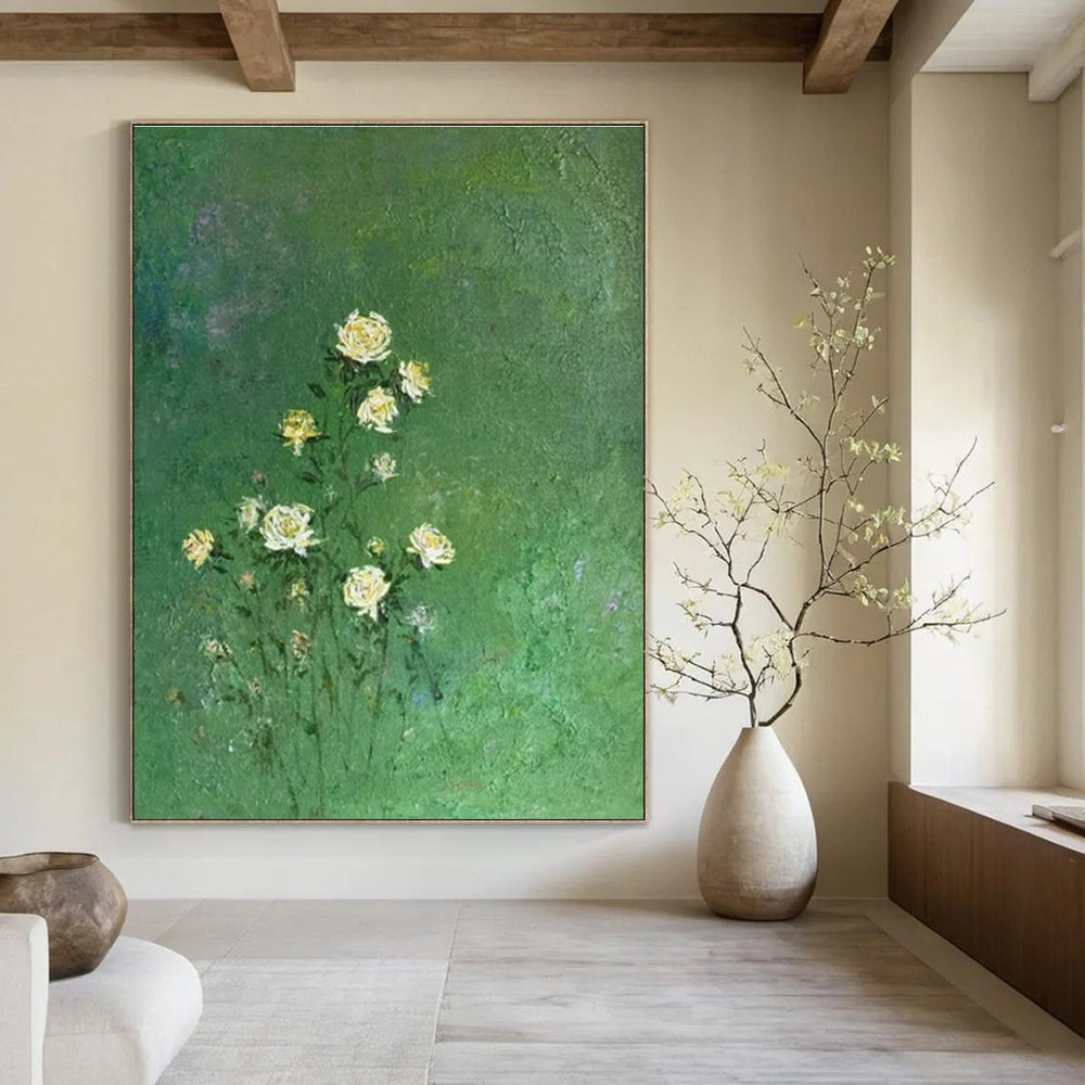 Green and Beige Abstract Landscape Painting For Sale WS504