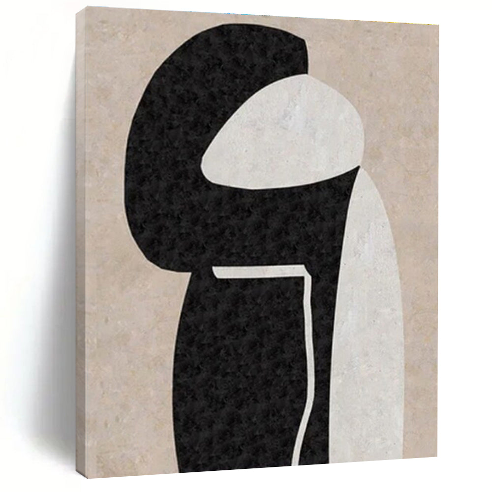 Cool Abstract Paintings Black, Beige, and White Organic Abstract Art HS696