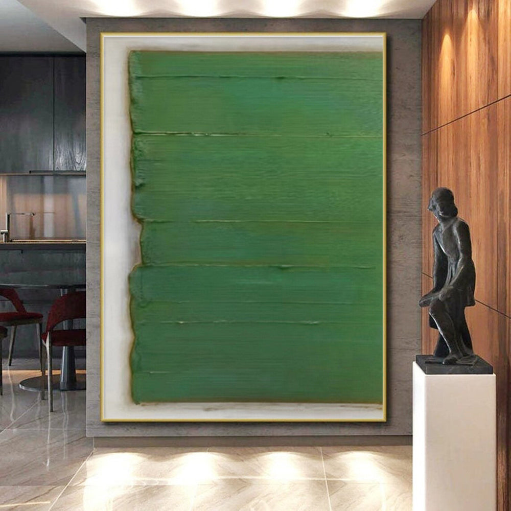 Handmade Art Green Textured Abstract, Minimalist Canvas Art HS349