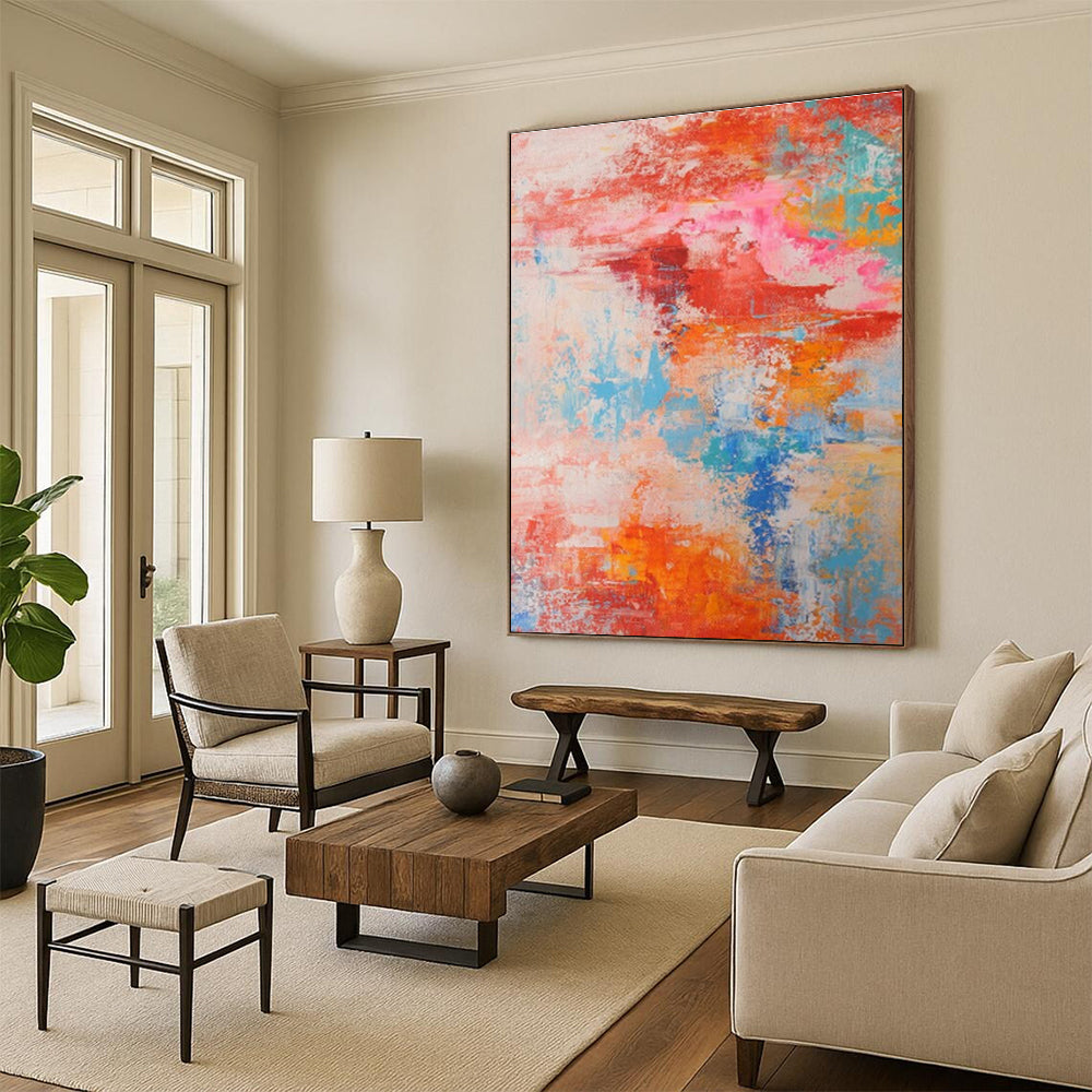 Handmade Art Multicolor Textured Abstract, Large Painting In Living Room HS284