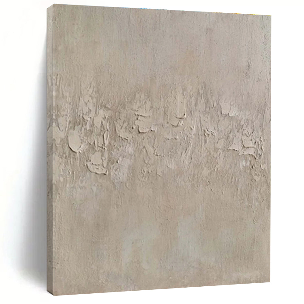 Hand-Painted Minimalist Canvas Art in Beige with Textured Details - Large Painting In Living Room HS505