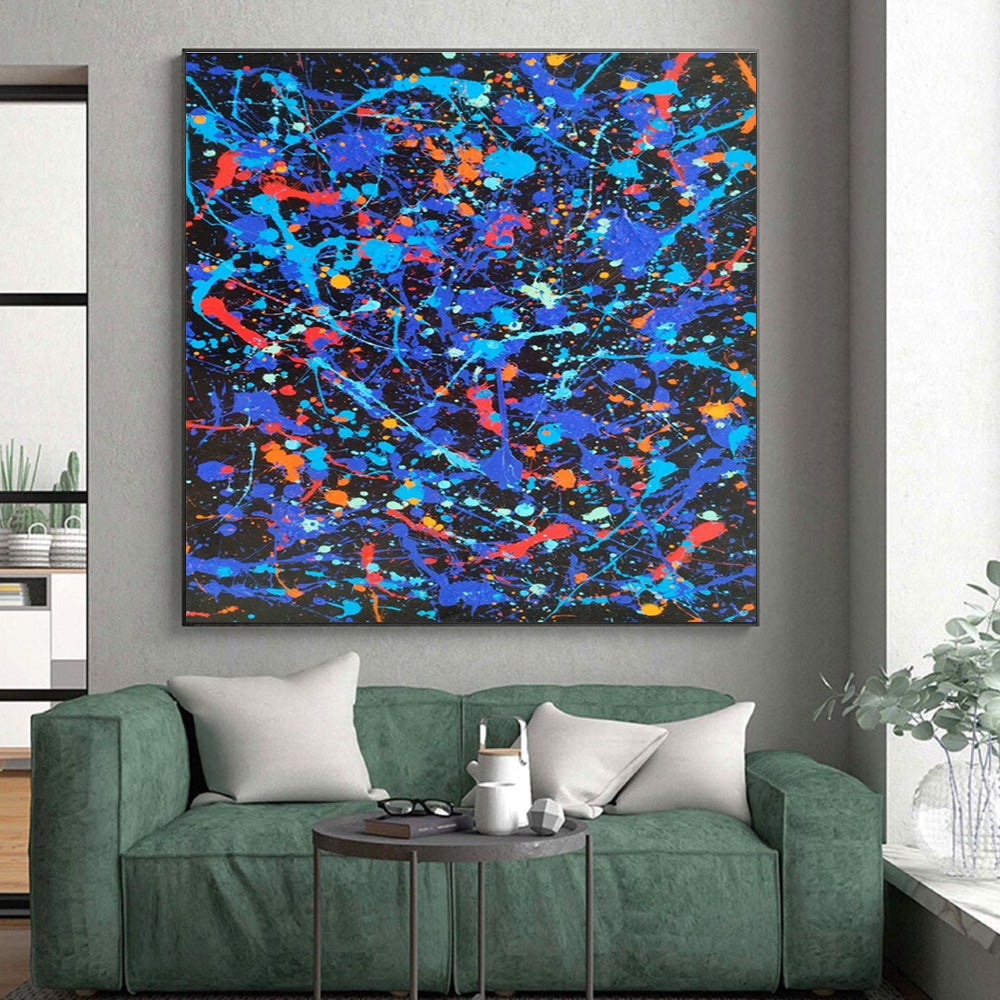 Unique Abstract Art Multicolor Splatter Abstract, Large Contemporary Wall Art HS453