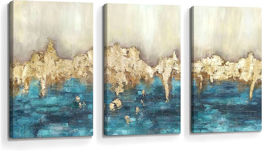 Large Blue and Gold Abstract Paintings: Luxurious Focal Points That Bring Depth, Warmth, and Timeless Elegance to 2026 Interiors