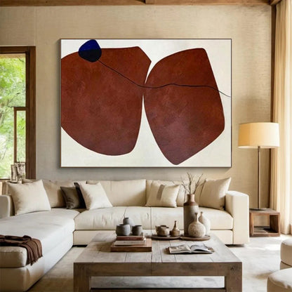 Unique Abstract Art Brown and Blue Organic Abstract Art HS689