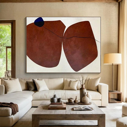 Unique Abstract Art Brown and Blue Organic Abstract Art HS689