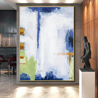 Acrylic Modern Art Paintings Blue, Green, and Brown Geometric Abstract Painting On Canvas HS825